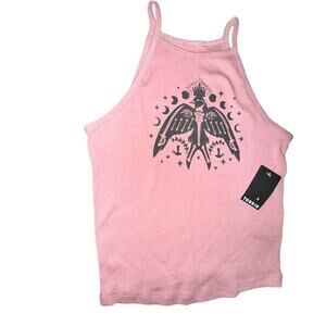 Torrid Sparrow Fitted Rib High Neck Cropped Cami Women's Size M/L Rose Taupe NWT